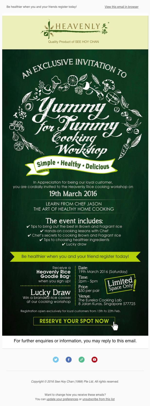 Heavenly Rice Cooking Workshop Newsletter